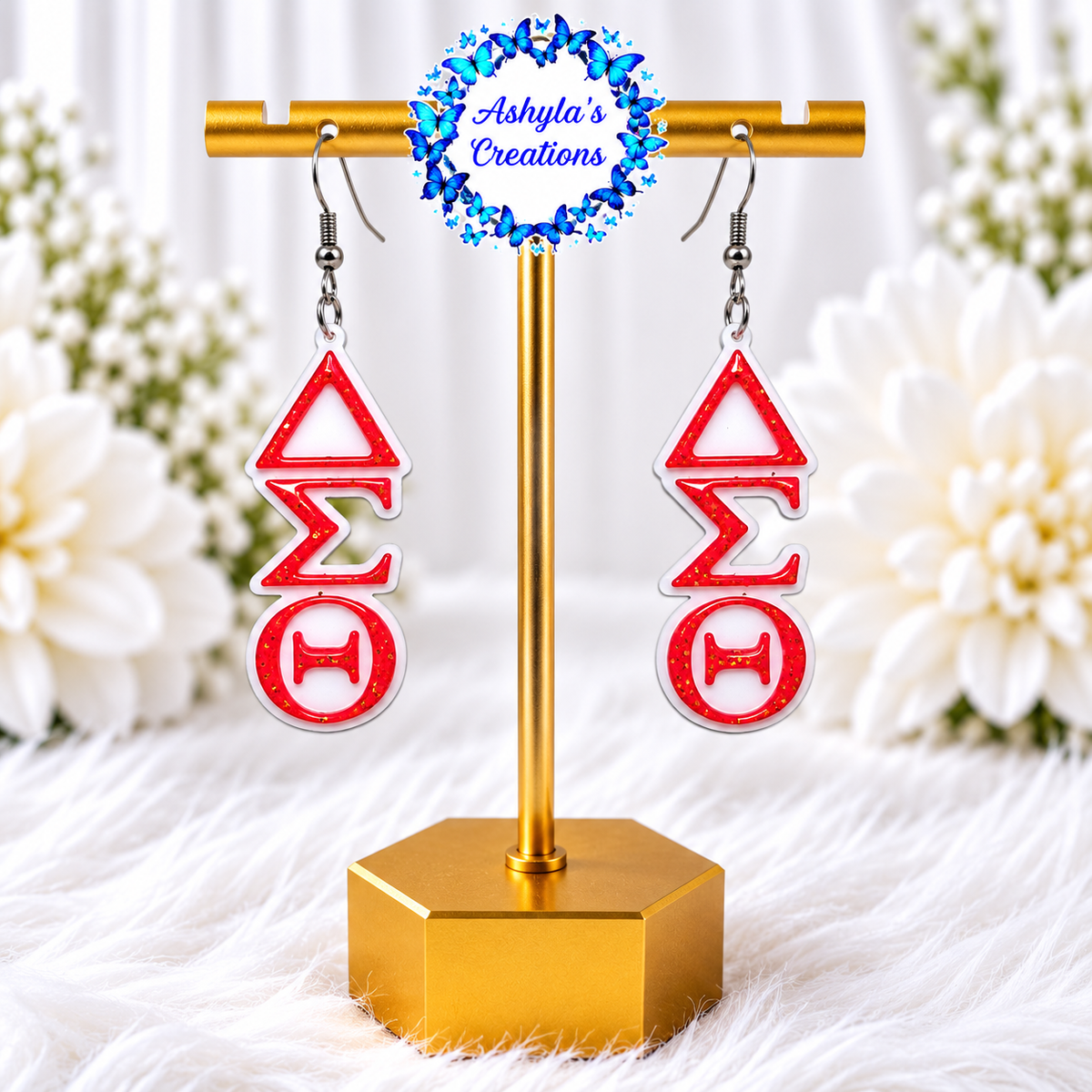 3D Printed Sorority Earrings – Glitter Greek Letter Earrings