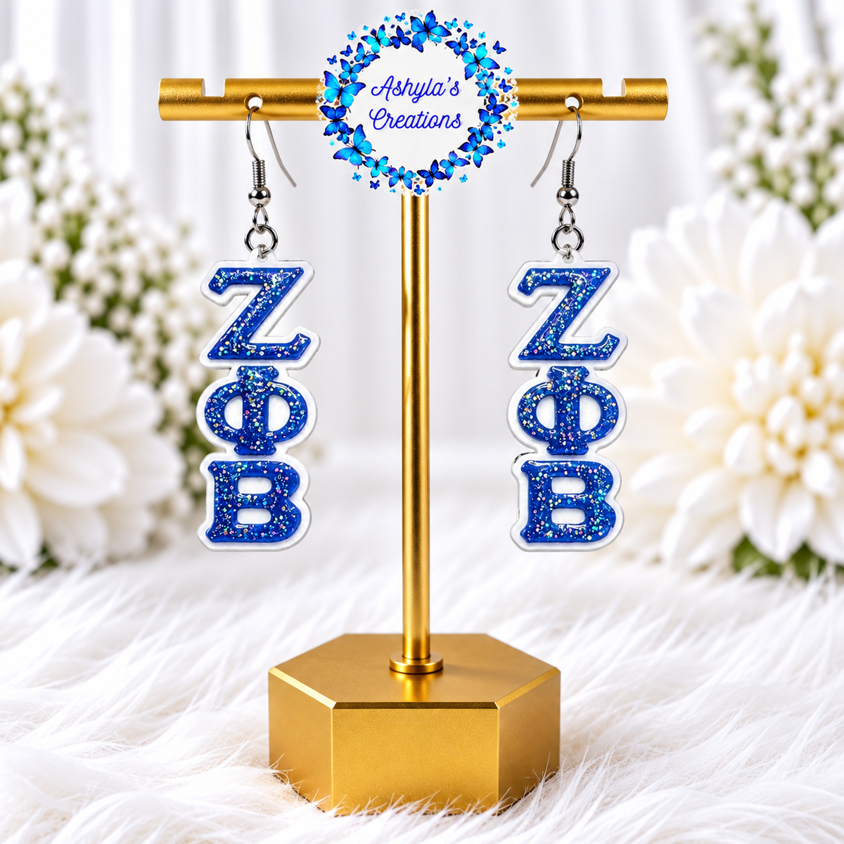 3D Printed Sorority Earrings – Glitter Greek Letter Earrings